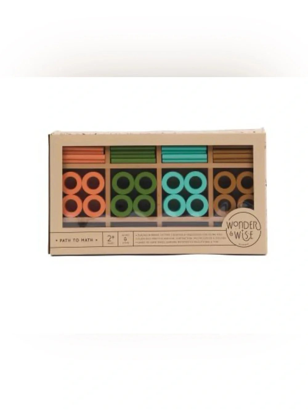 Wooden Counting Ring Set in Pastel Blue, Green, Orange, and Cream
